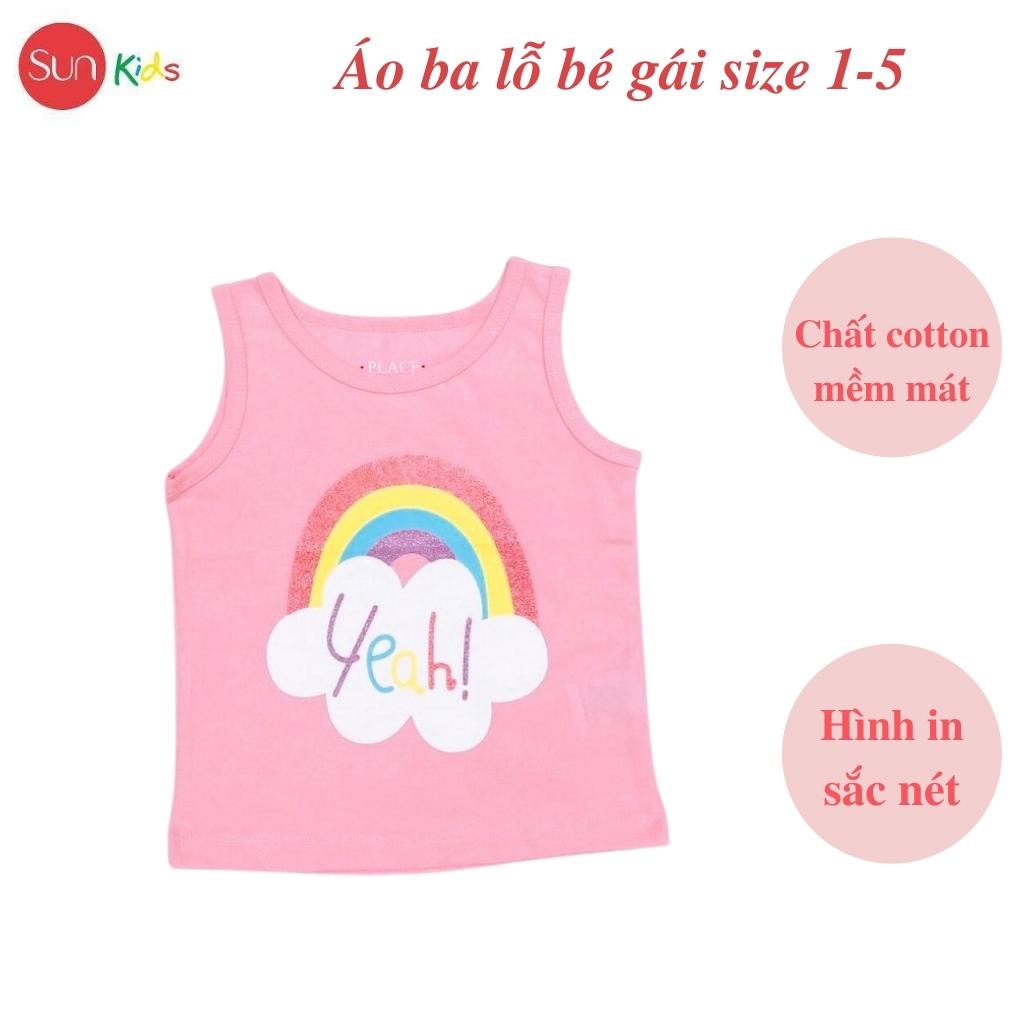 Áo thun bé gái, áo phông bé gái dáng ba lỗ, chất cotton, nhiều màu, size 1-5 - SUNKIDS