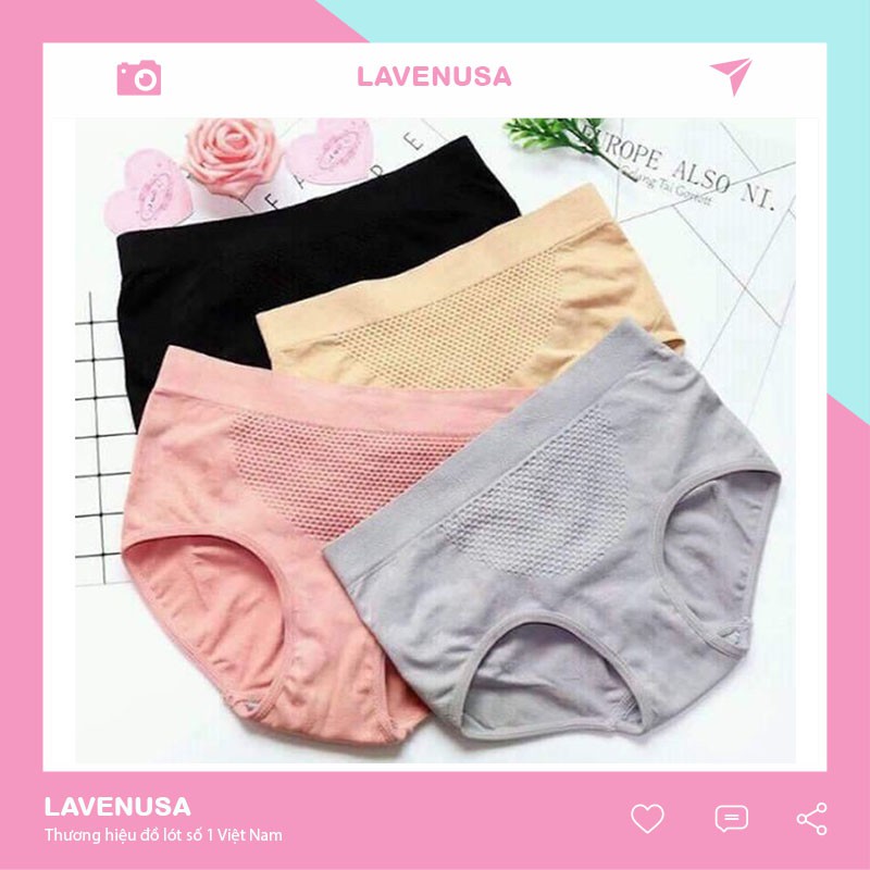  Quần lót nữ cotton freesize cạp cao co giãn 4 chiều có túi zip cho 40-63kg QL18