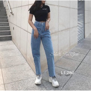 Quần Jean Ống đứng SIMPLE JEAN Nữ (2 CÚC NGANG)