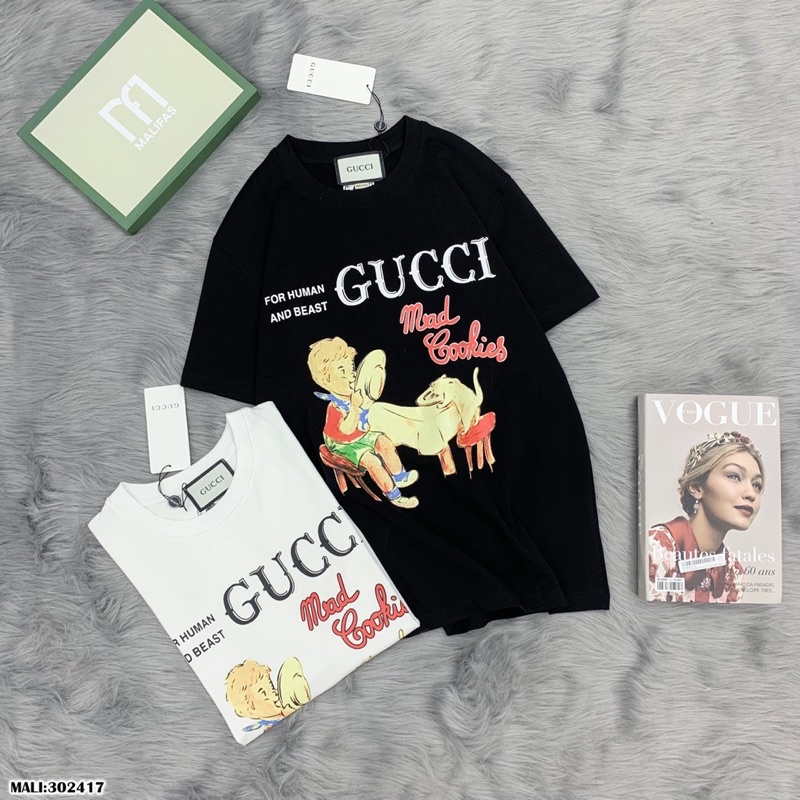 Áo Thun Gucci Nữ Xinh Hoạ Tiết Nổi Bật - Áo Thun Form Rộng Cao Cấp