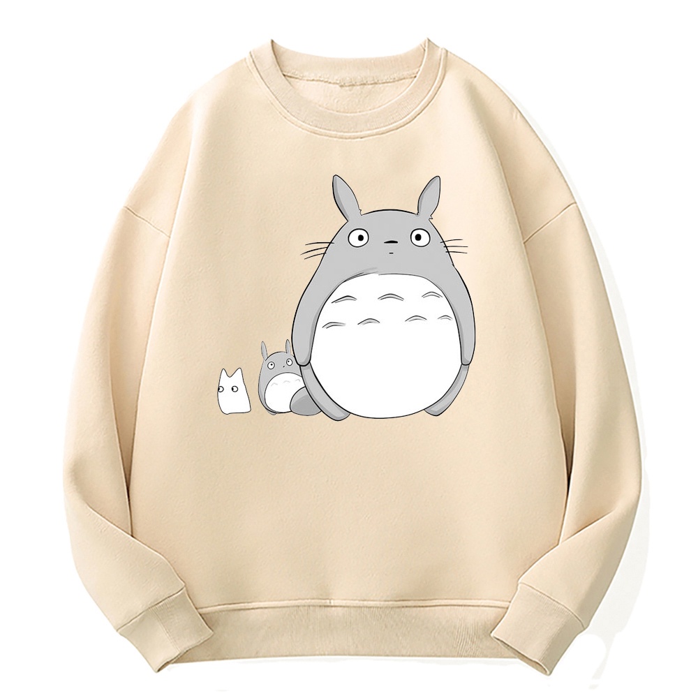 Áo Thun Tay Dài Cổ Tròn In Hoạt Hình Totoro Phong Cách Harajuku Dành Cho Nữ
