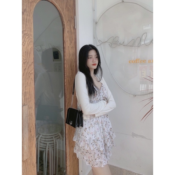SET ĐẦM HOA DÂY+AO KHOÁC- Pinkger Shop