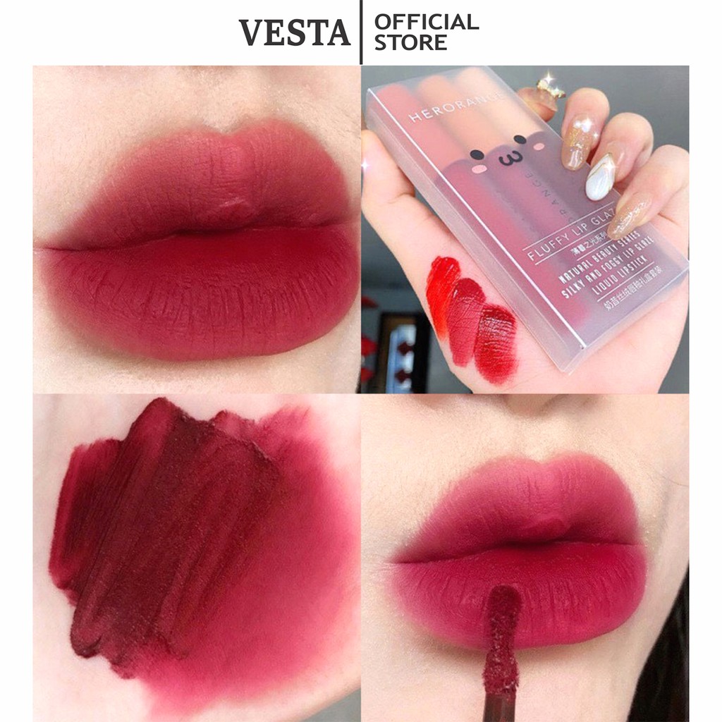 Son Kem Lì Herorange Set 3 Cây Fluffy Lip Glaze | BigBuy360 - bigbuy360.vn