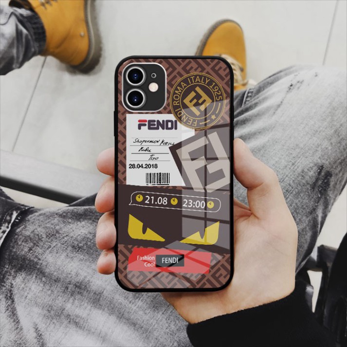 Ốp kính cường lực hình logo Fendi may mắn riêng mình Iphone OK-JC20210012