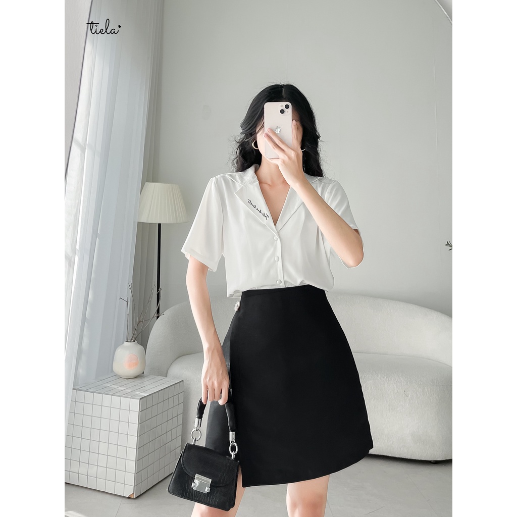 TIELA Chân váy trơn đơm nút ngay eo form chữ A - Linda Skirt