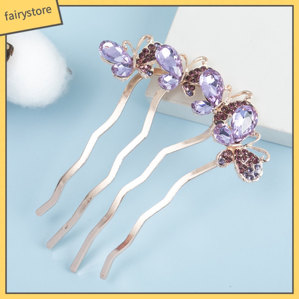 Lược Cài Tóc Hình Bướm Đính Đá Chất Lượng Cao