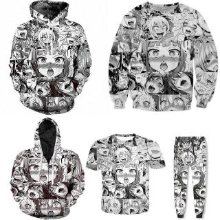 Ahegao Anime Face Hentai Manga 3D Printing Funny Hoodie Sweatshirt Suits