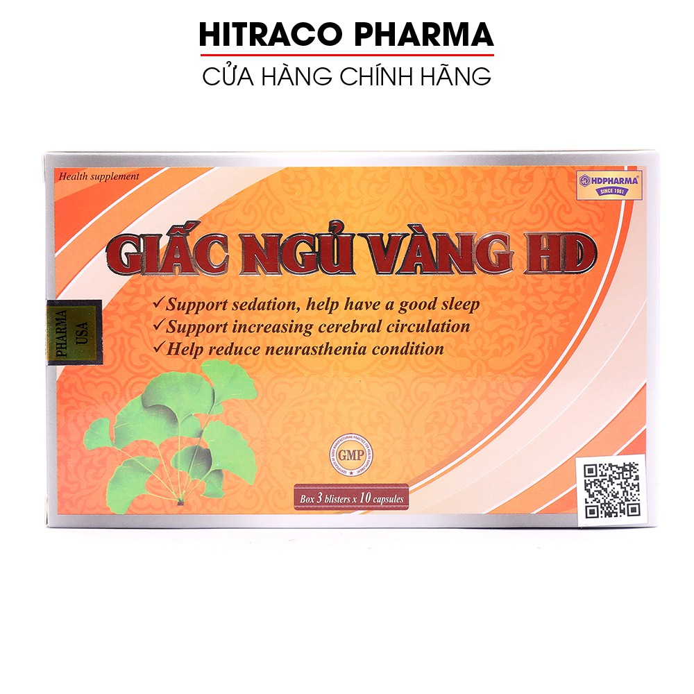 Viên uống ngủ ngon Giấc Ngủ Vàng  dưỡng tâm an thần, giảm stress mất ngủ - Hộp 30 viên