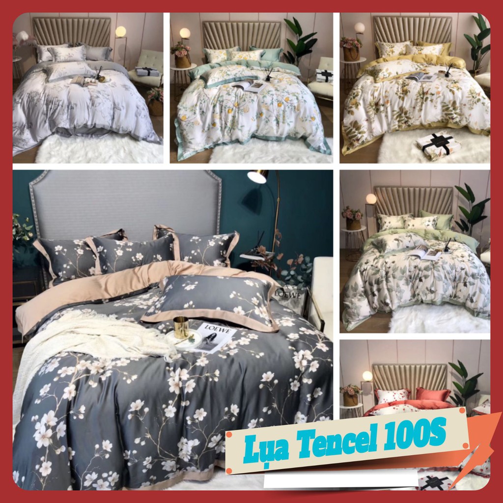 Chăn Ga Gối Lụa Tencel 100s Phong Cách Vintage Trang Nhã Nhập Khẩu Nguyên Bộ - Dacosa
