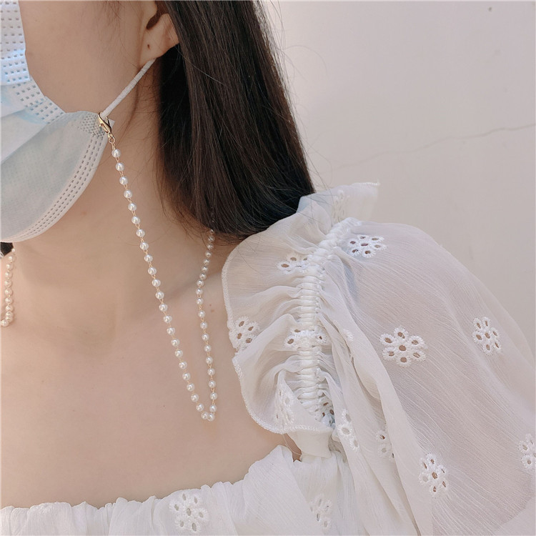 Dây đeo mắt kính/khẩu trang chống thất lạc đính ngọc trai nhân tạo phong cách Hàn Quốc hàng mới 2021