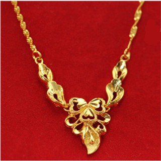 Dây Chuyền Nữ Mạ Vàng 24k Cao Cấp - Dây Xoắn Gắn Bông Hoa Sang Trọng