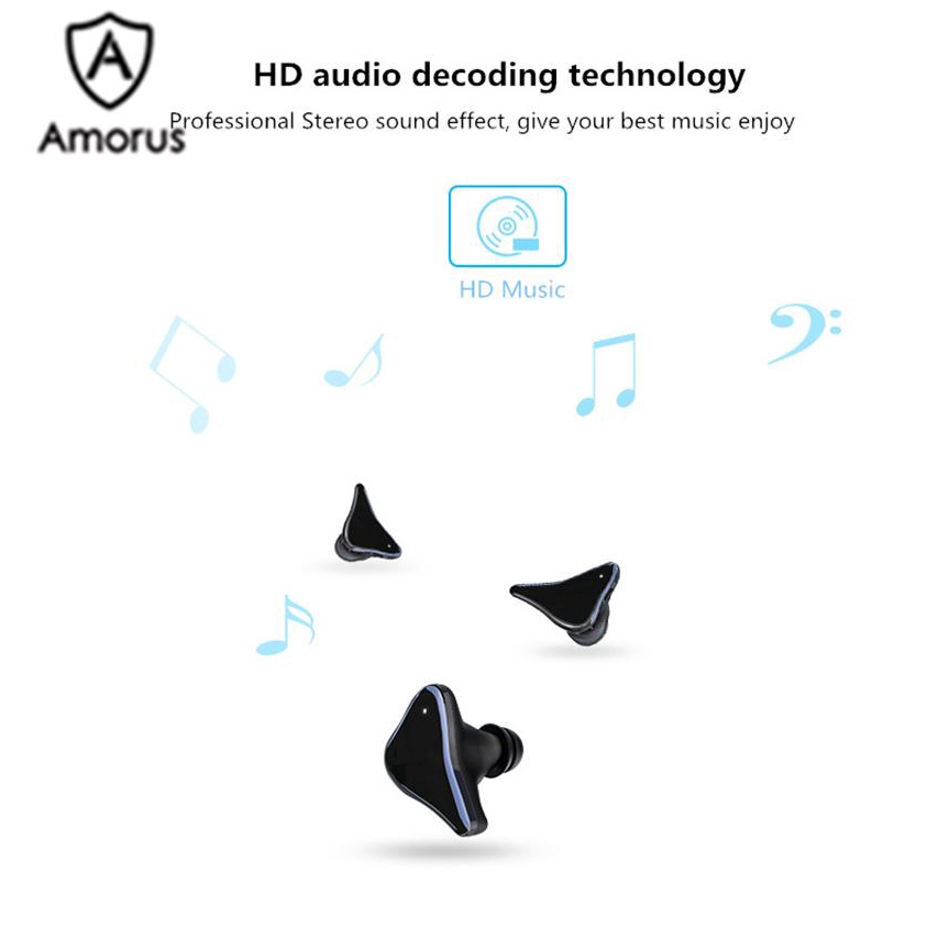 Tai nghe nhét tai Bluetooth không dây Amorus T70 TWS 5.0 kèm hộp sạc chất lượng cao