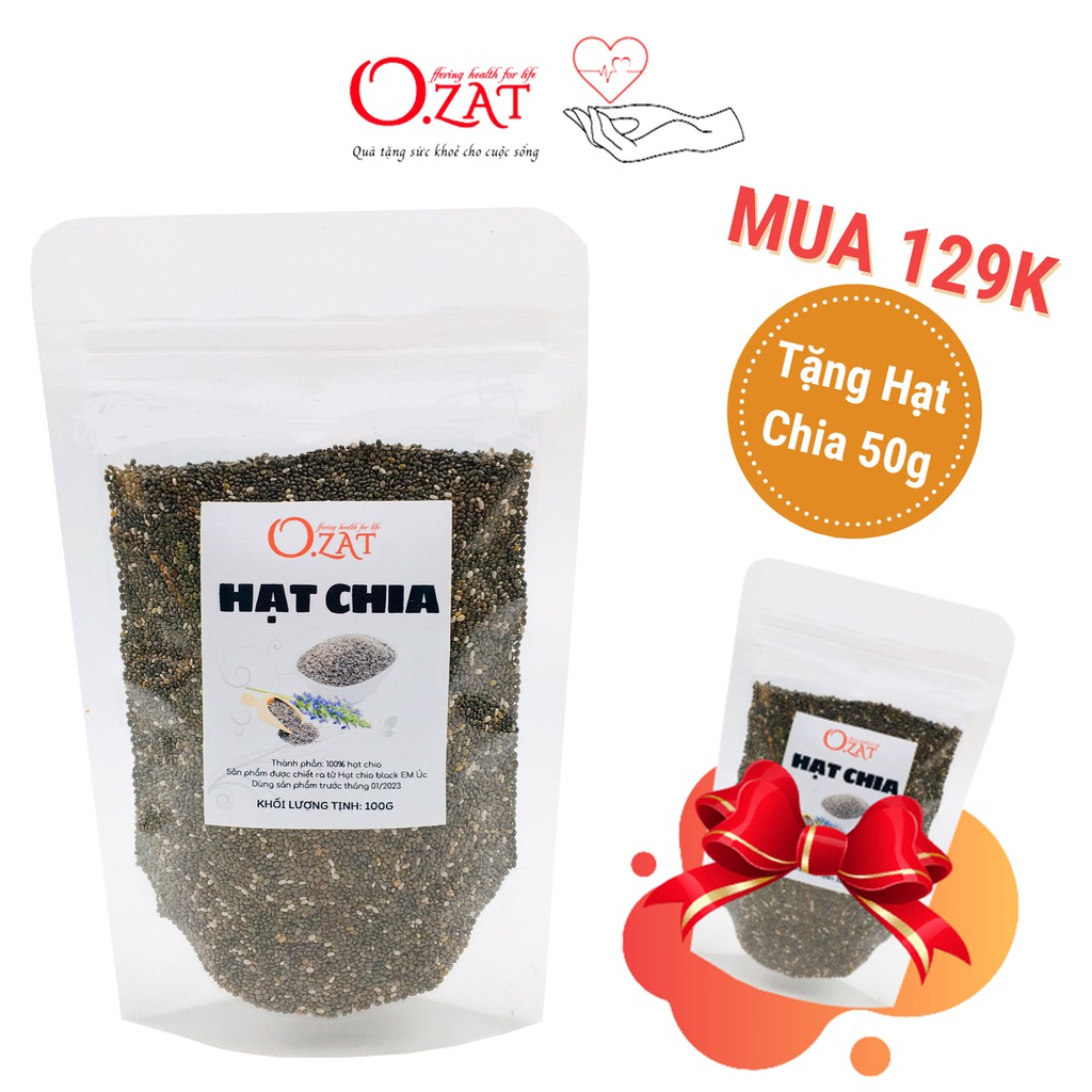 Hạt chia O.ZAT 100g - giảm cân hỗ trợ tiêu hóa giải độc cơ thể giúp xương chắc khỏe