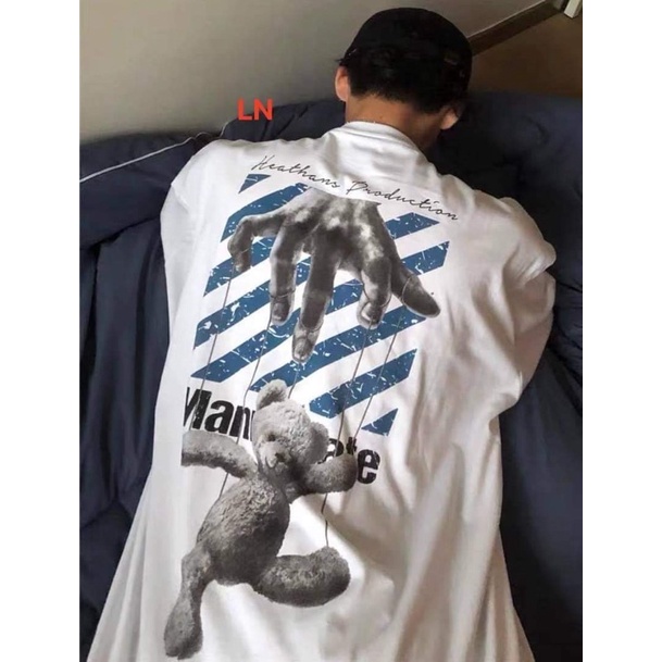 Áo phông bàn tay gấu gạch chéo chất su DA6