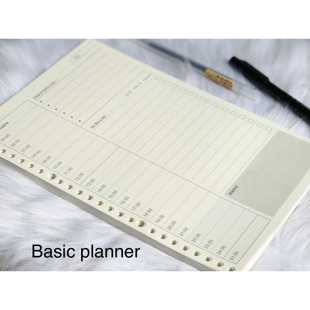 Giấy Refill Ruột Dot Chấm Bi Grid Ô Vuông Planner Đen 6 9 20 26 lỗ Size A6 A5 B5 A4