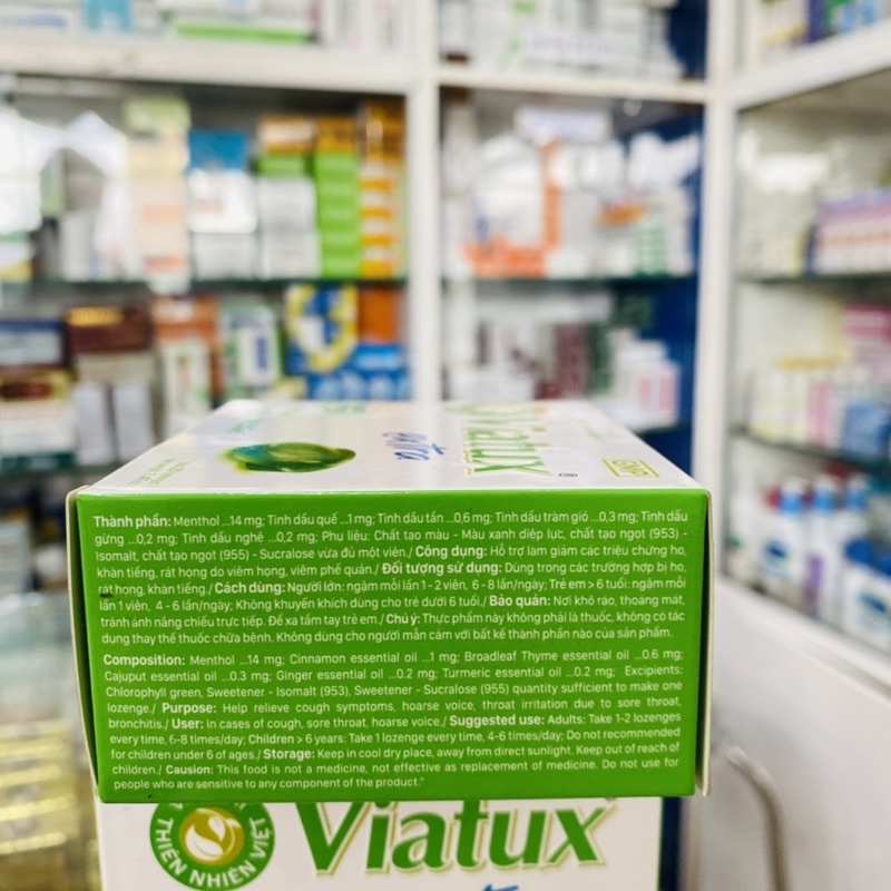 ✅ [Chính Hãng] Kẹo ngậm Viatux Extra Vietnat không đường giảm ho khàn tiếng - hộp 20 viên