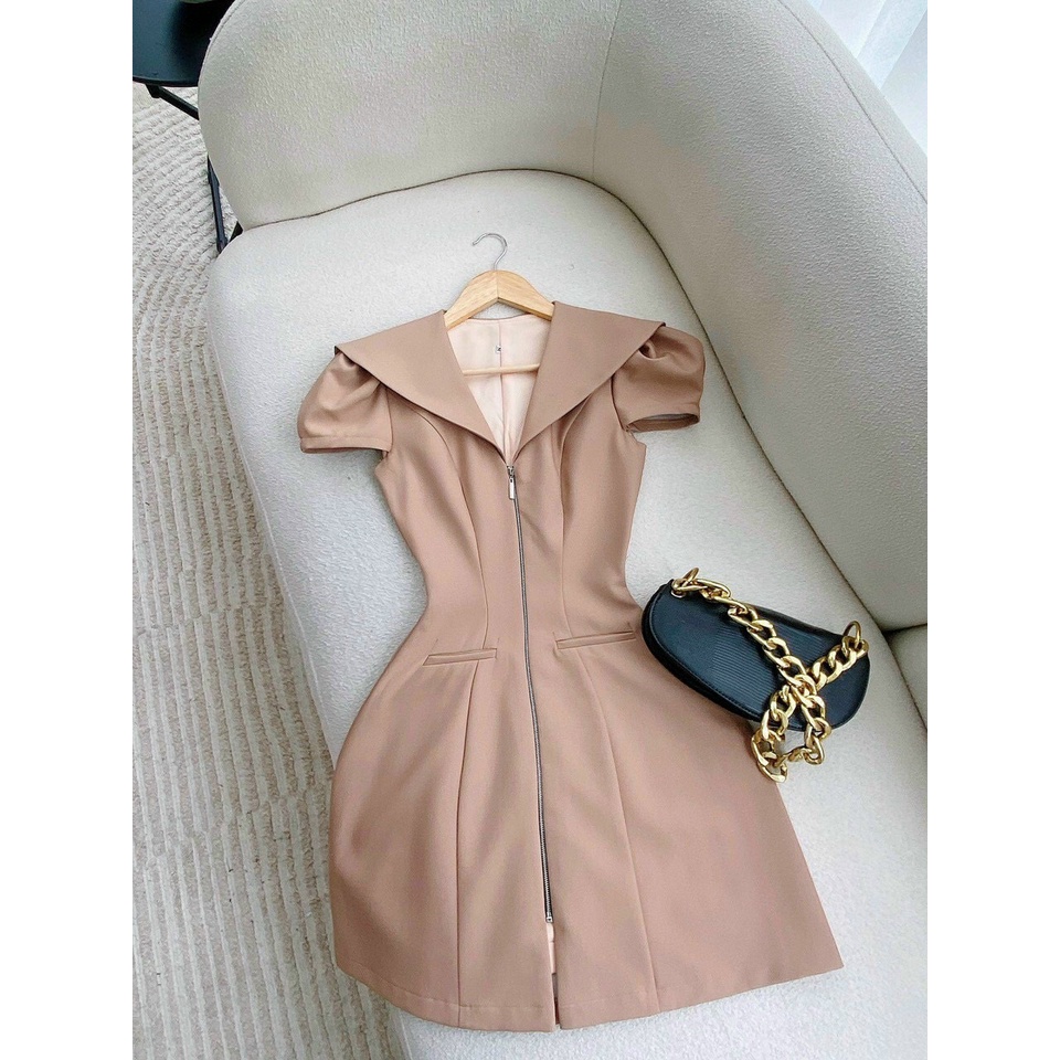 Đầm CỔ V XẺ Sâu Khoá Kéo Tay Ngắn Ôm Eo, Váy Dự Tiệc Sang Trọng Thiết Kế Chuẩn Form Cao Cấp- MIRA Fashion