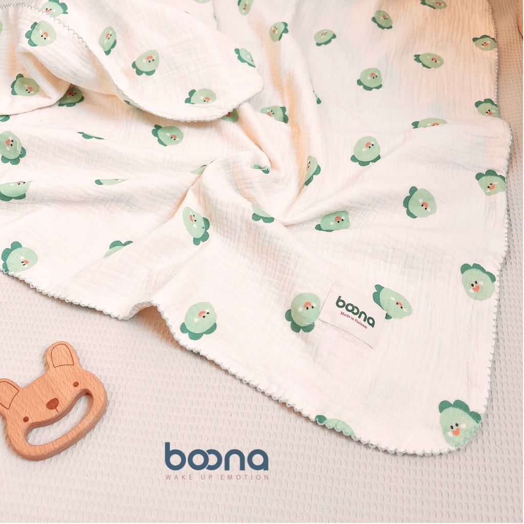 Khăn tắm xô Muslin 4 lớp Boona chính hãng, cao cấp, siêu nhẹ thoáng khí cho bé KT 70x90cm