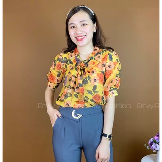 Áo sơ mi nữ công sở chất Tơ lụa Emvy - A21