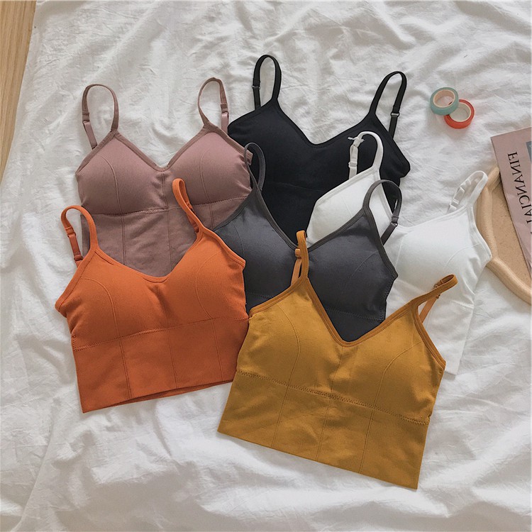 [Mã FASHIONT4WA2 giảm 10K đơn 50K] Áo Croptop, Áo Tập Gym Có Mút Đệm Ngực Co Giãn