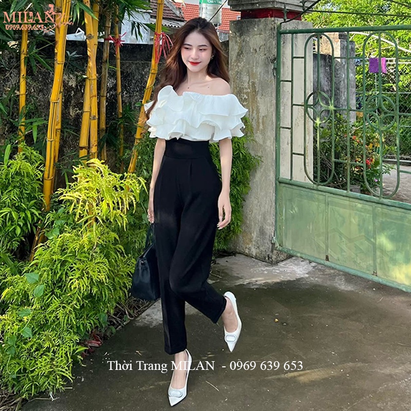 Quần tây nữ lưng cao đi học làm công sở khóa sau dáng quần baggy vải nữ cạp cao công sở học sinh đi học phối sơ áo sơ mi