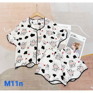 Đồ ngủ nữ bò sữa mặc nhà họa tiết dễ thương, chất liệu cao cấp