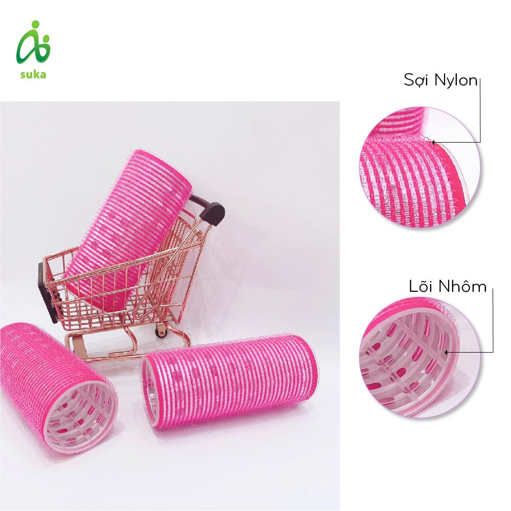 Lô uốn tóc phong cách Hàn quốc, cuộn mái tự dính ,làm xoăn lọn tóc nữ  lõi nhôm  size 12 x 5cm SK