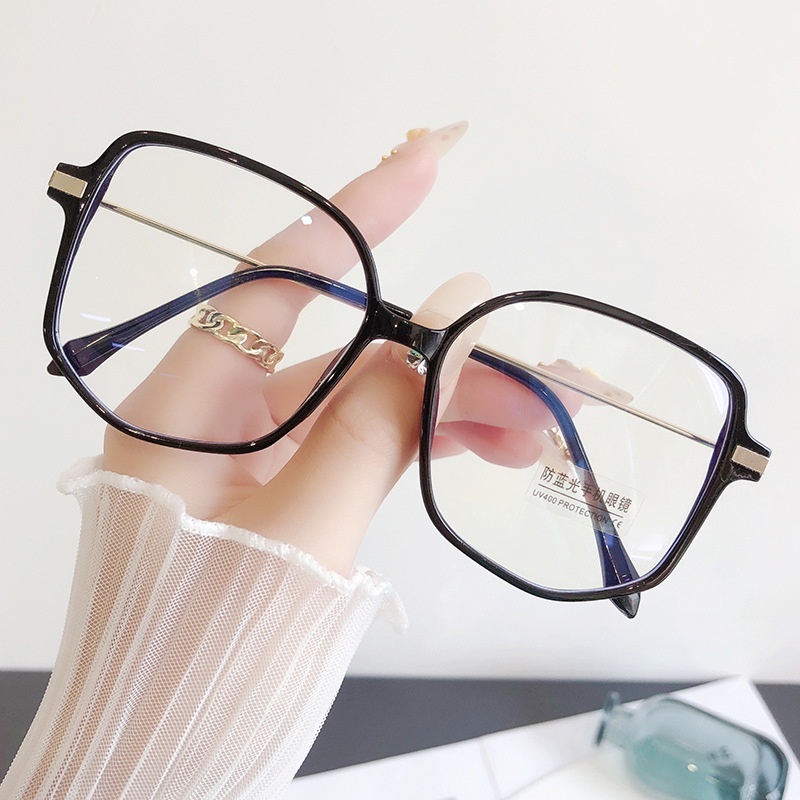 Kính Chống Bức Xạ Mặt Vuông Oversize Chất Liệu Kim Loại Cho Nữ