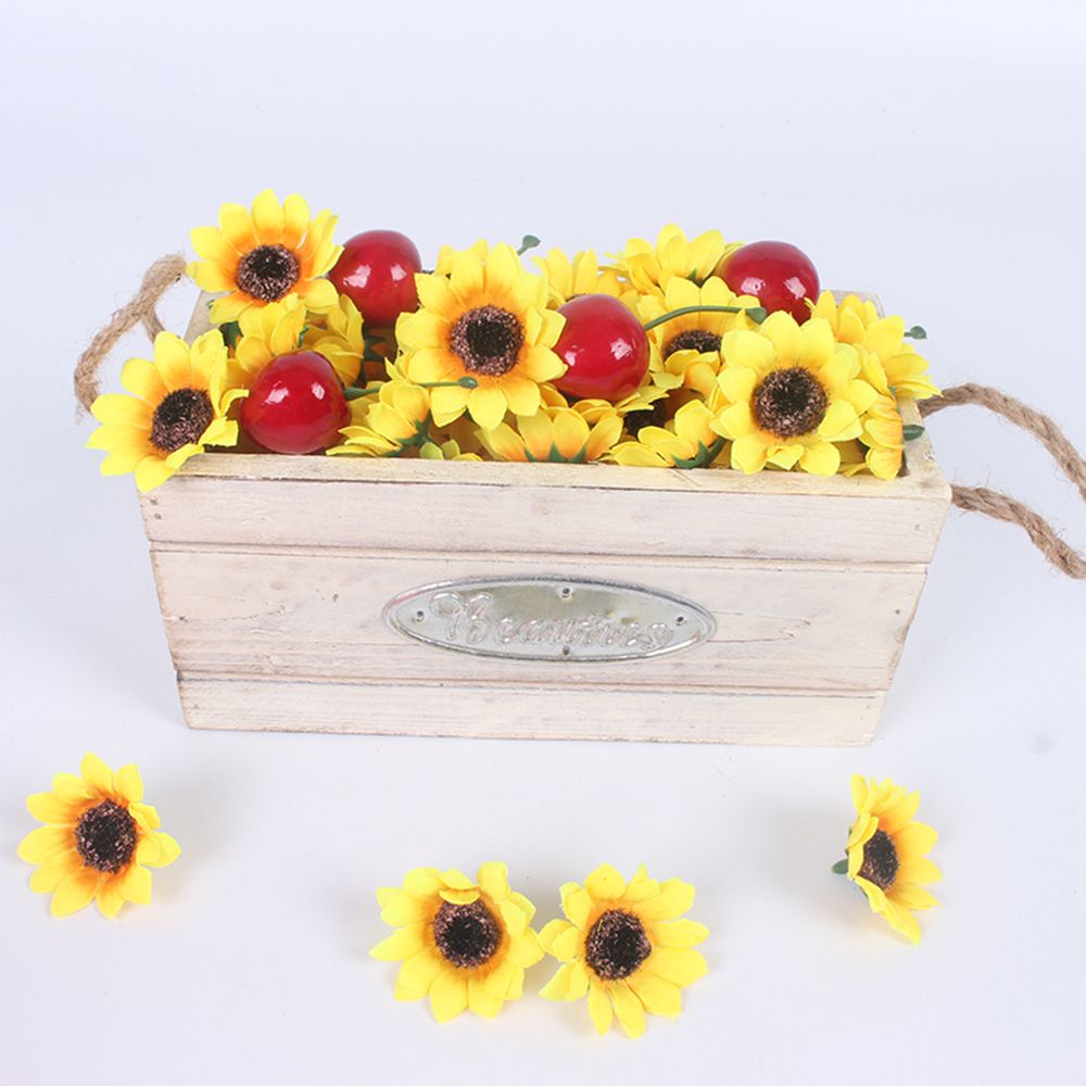 Set 100 bông hoa hướng dương giả bằng lụa trang trí tiệc cưới 4cm