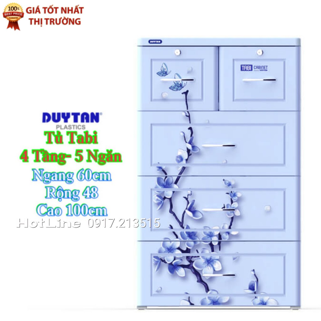 Tủ nhựa duy tân TABI 4 Tầng- 5 Ngăn Màu Lá