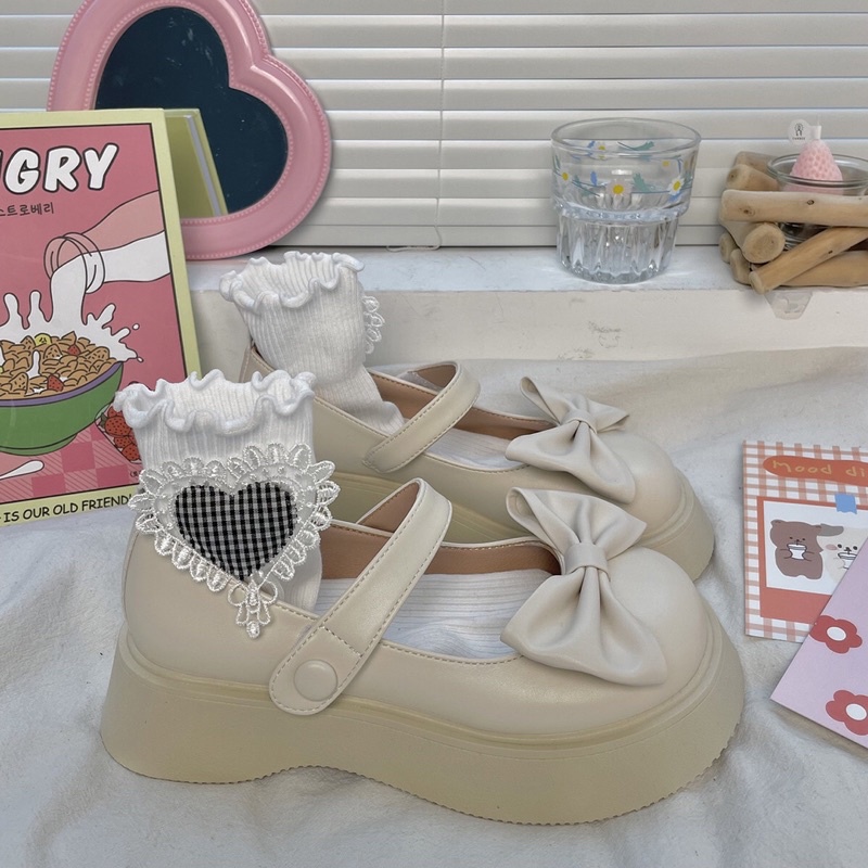 Giày lolita nữ độn đế cao,Giày da ulzzang nữ phong cách Hàn Quốc LT16