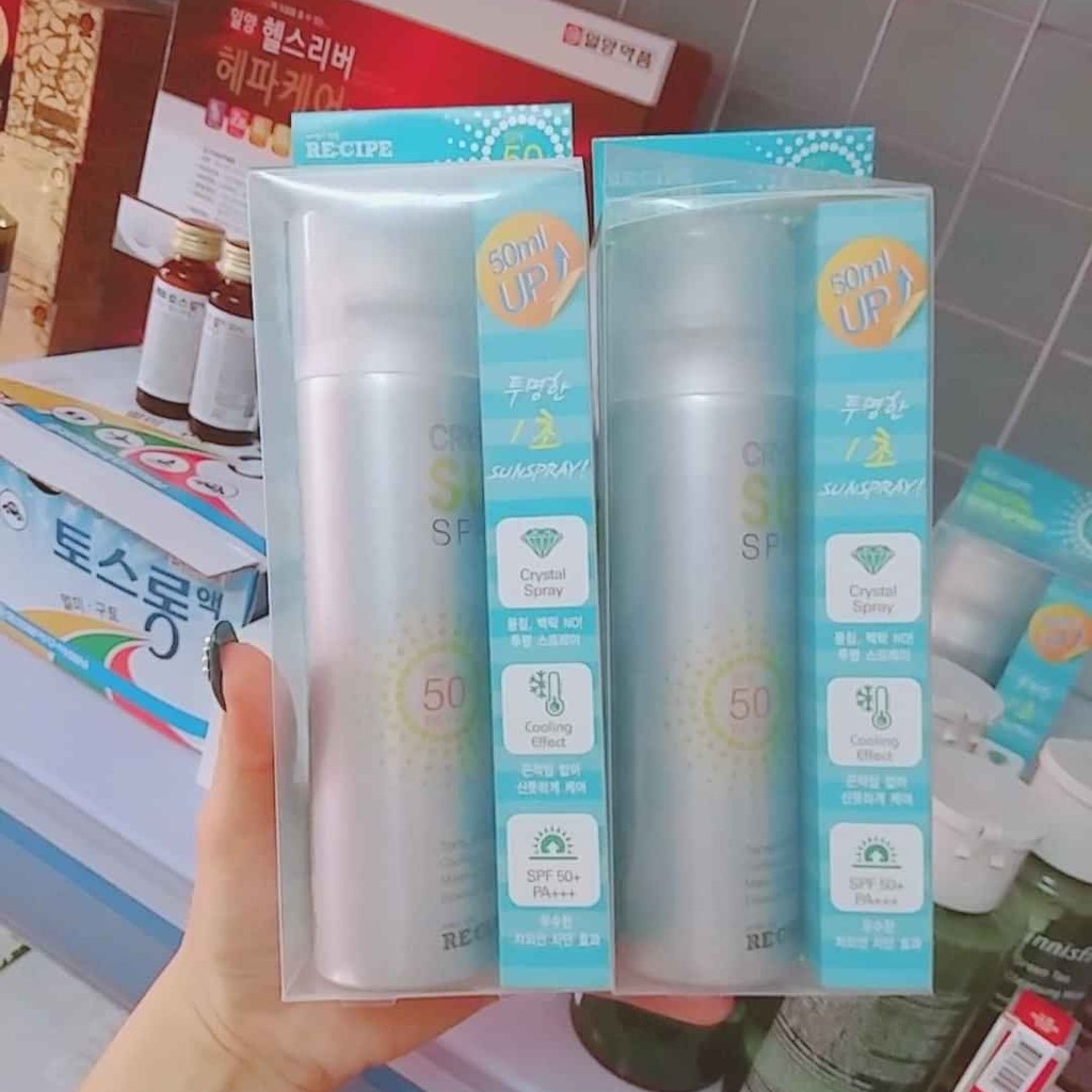 Xịt Chống Nắng RECIPE CRYSTAL SUN SPRAY - SPF 50 &amp; PA+++