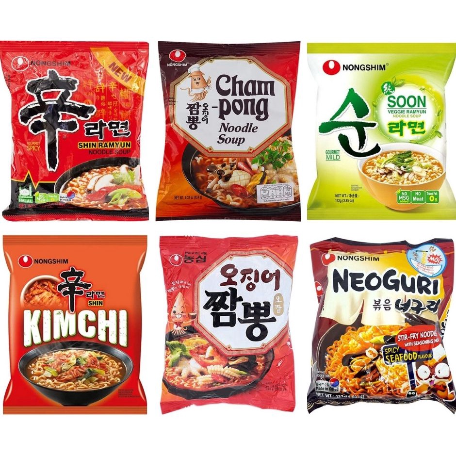 Mì Ăn Liền Hàn Quốc Nongshim Cay Shin ramyun/Chapaguri Siêu Cay/Champong Mực/Shin KimChi gói140G