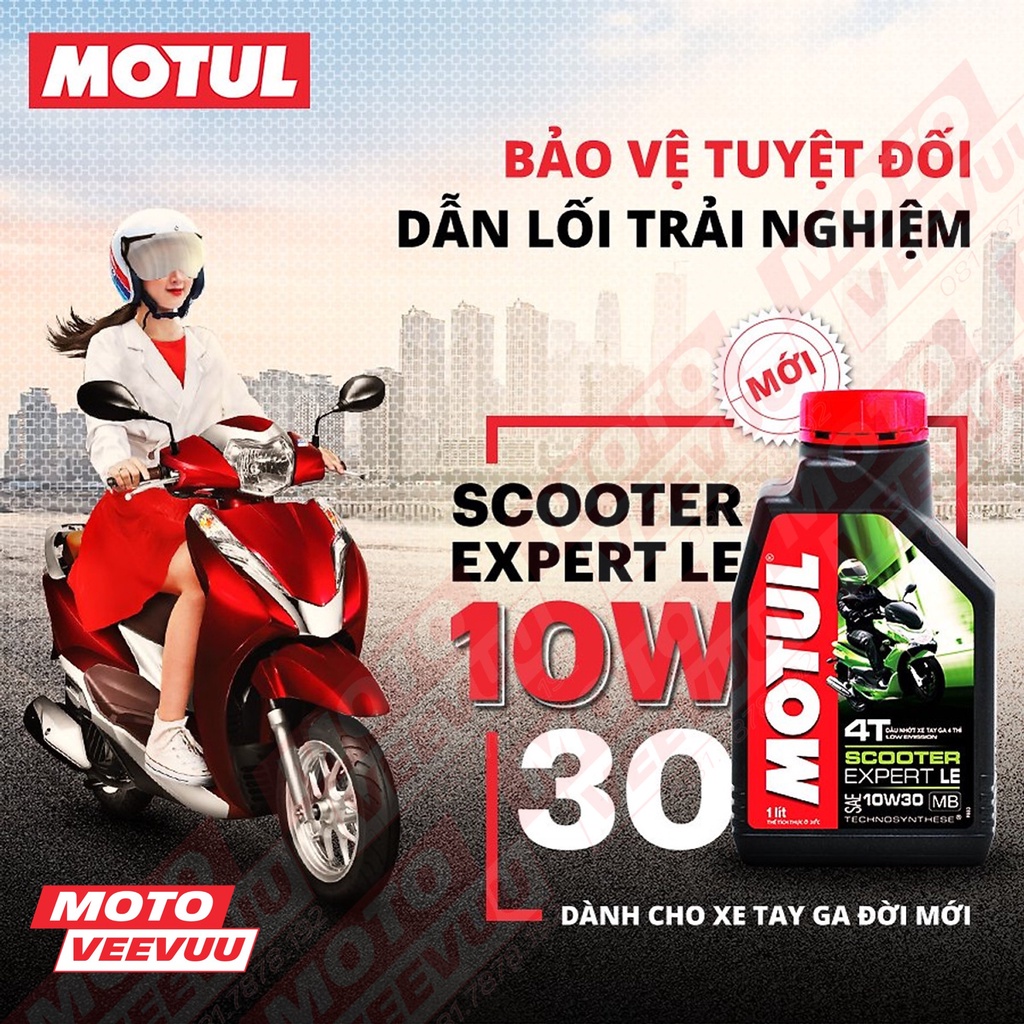 Dầu nhớt xe tay ga Motul Scooter Expert LE 4T 10W30 SM MB 800ml Bán tổng hợp