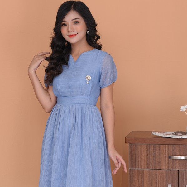 Đầm Dáng Xoè Công Sở Thiết Kế Hoạ Tiết Trơn K540 (Hàng thiết kế ,ảnh thật shop tự chụp) | BigBuy360 - bigbuy360.vn