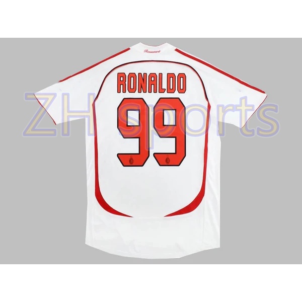 Áo Thun Bóng Đá Số 06/07 AC milan 22 PIRLO 21 RONALDO 99 2006/2007 AC milan Away