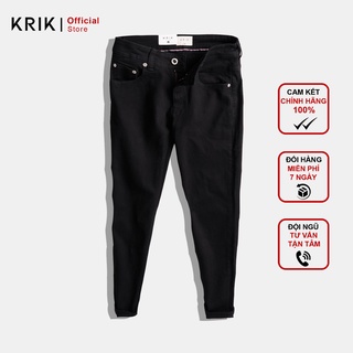 Quần Jean Nam Đen Trơn Chất Bò Local Brand KRIK Dáng Slimfit Hàn Quốc QJ1027