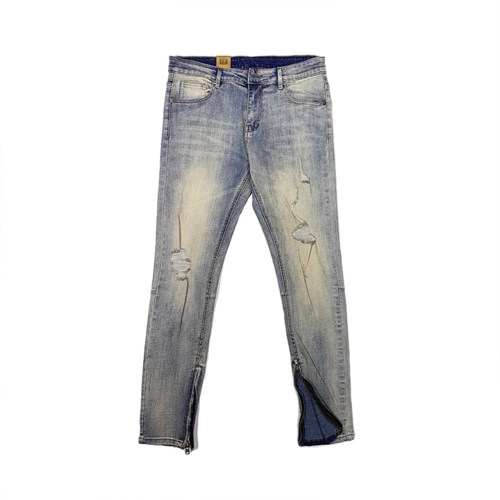 Quần jean nam zipper form skinny  Rách gối Streetwear Thesix [#902R] | BigBuy360 - bigbuy360.vn