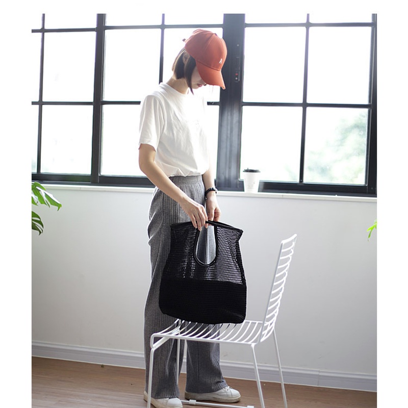 Túi Xách tote Chất Liệu canvas Phối Lưới Phong Cách Hàn Quốc Thời Trang Cho Nữ Gylb583