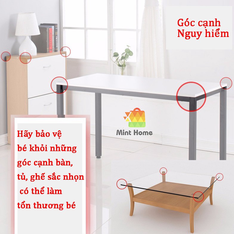 4 miếng bịt góc bàn kính bảo vệ cho bé, miếng bọc góc bàn an toàn cho bé, miếng bọc cạnh bàn silicon