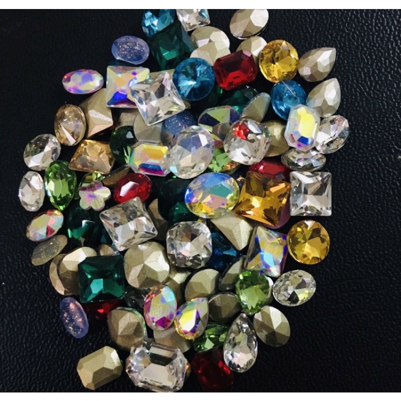 Set đá khối mix kiểu mix màu móng nail