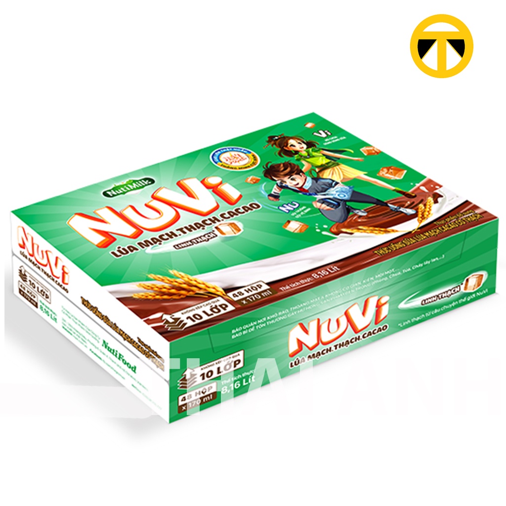THÙNG 48 HỘP NuVi Thức uống Sữa Lúa Mạch Cacao Có Thạch Hộp 170 ml-THAIANH thumbnail
