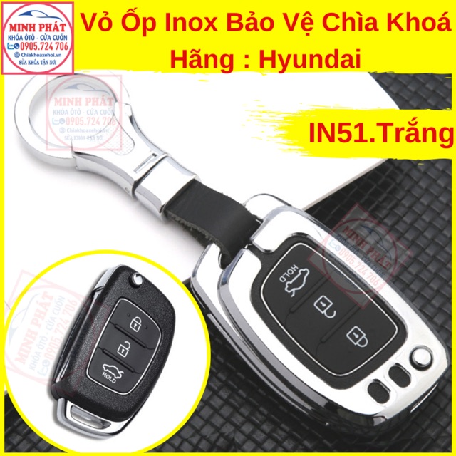 Vỏ Ốp Inox Bảo Vệ Chìa Khoá xe Ô Tô Hyundai Accent I10 Sonata I20 Kona