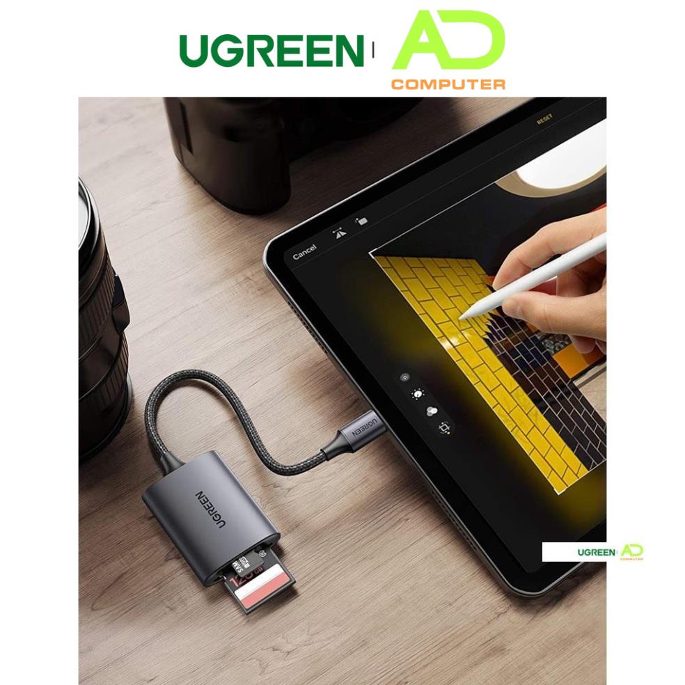 Đầu đọc thẻ SD/TF chuẩn USB 3.1 Type-C Ugreen 80888 vỏ nhôm cao cấp - Hàng phân phối chính hãng