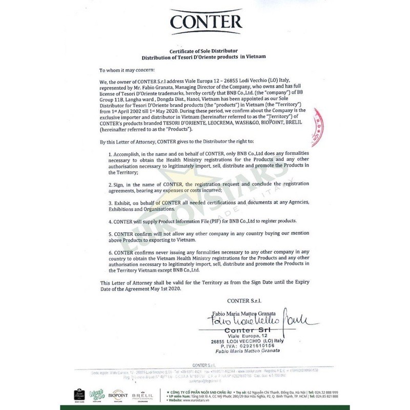 Sữa tắm nước hoa Tesori d’Oriente 12 gói