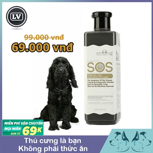 Sữa Tắm Cho Chó Lông Màu Đen SOS Đen 530ml Phụ Kiện Thú Cưng Long Vũ
