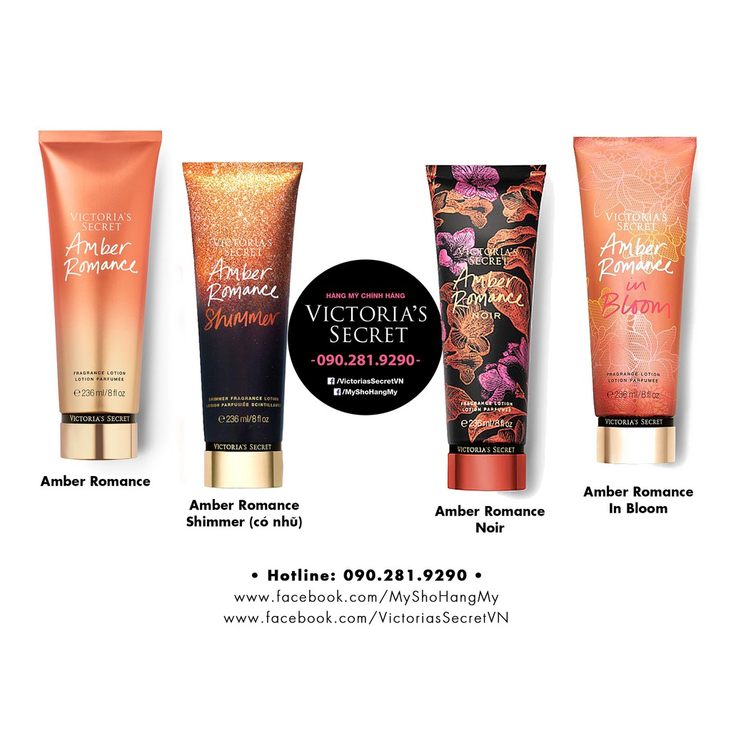 (Bil Mỹ) Dưỡng thể Amber Romance - Noir, Sunkissed, Shimmer 236mL từ Victoria's Secret USA