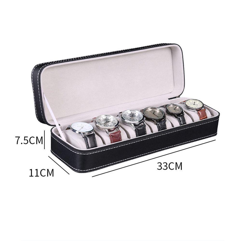 Hộp Đựng Đồng Hồ Đeo Tay Bằng Da Pu 6 Ngăn Kích Thước Nhỏ Gọn Thời Trang Cổ Điển Dành Cho Đi