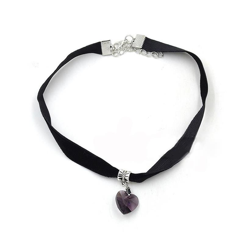 HANDMADE 1 Vòng Cổ Choker Dây Nhung Mặt Trái Tim Phong Cách Retro 80 90s