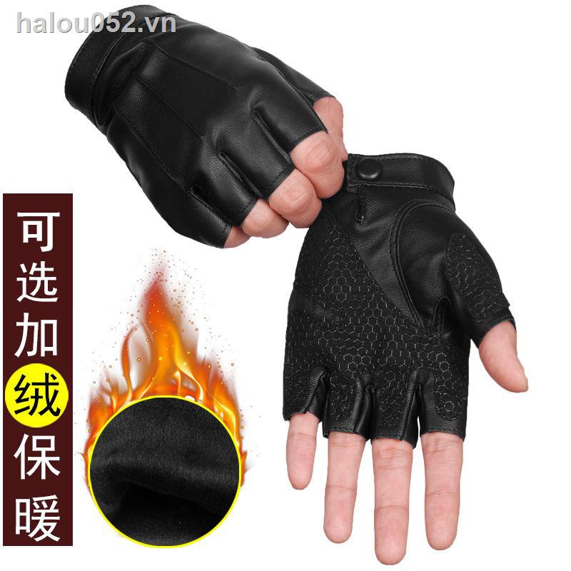 Găng Tay Da Hở Ngón Giữ Ấm Chống Trượt Khi Lái Xe Dành Cho Nữ